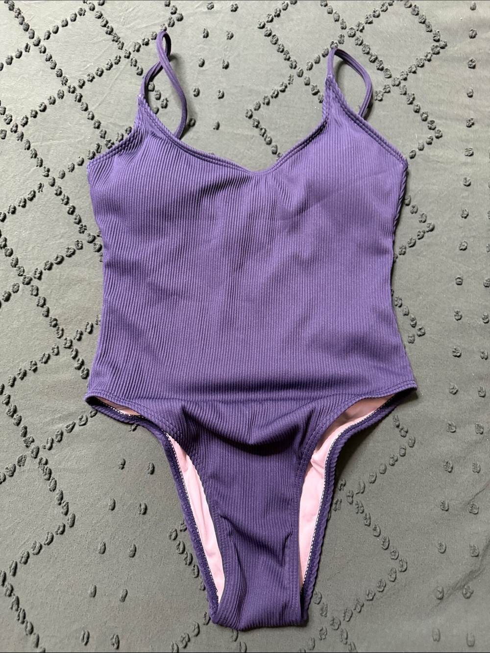 Women’s Navy Ribbed One-Piece Swimsuit size small